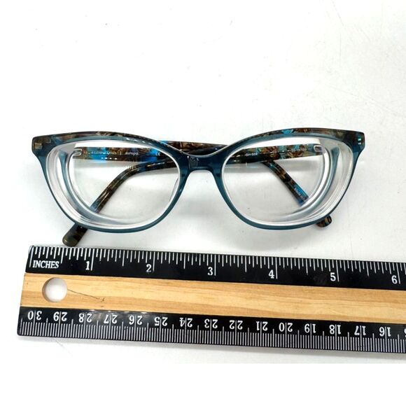 Scott Harris Europa Eyeglass Frame SH558C3 Clear Blue Tortoise Cat Eye 55-15-138 - Picture 4 of 8